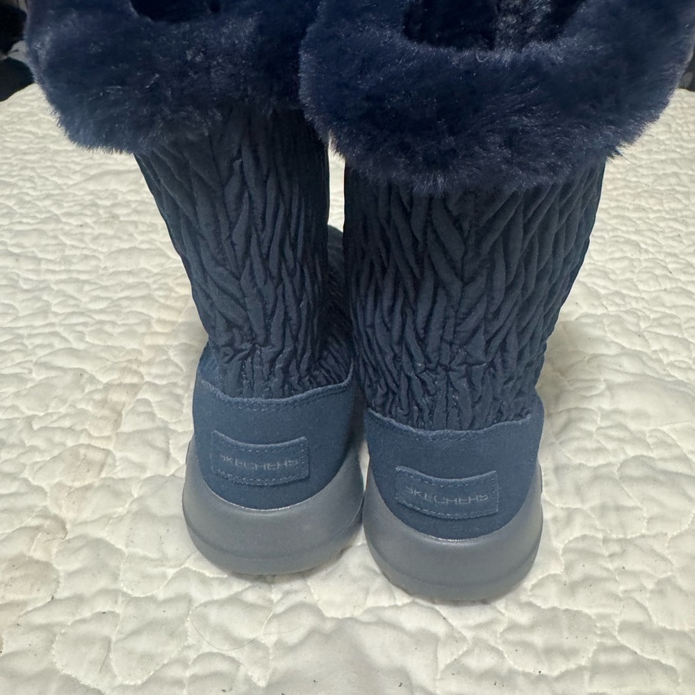 Skechers Navy Faux Fur Boots